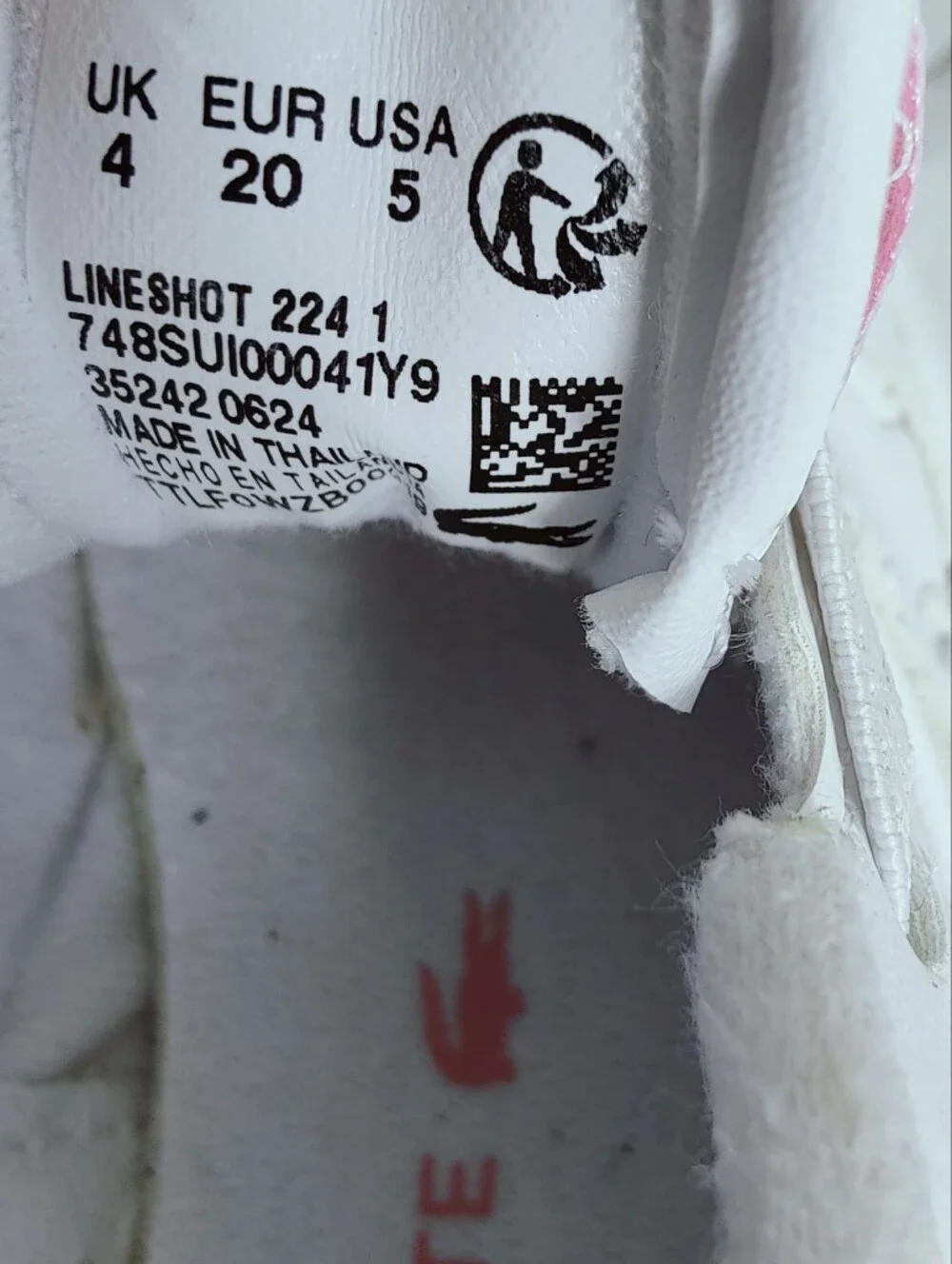Lacoste Infant Baby Lineshot Sneakers Tennis Shoes Pink White, Sz 5